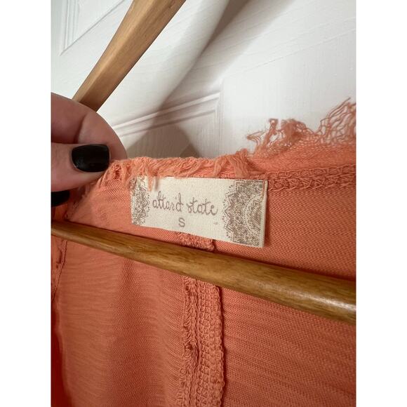 Altar'd State Women's Long Sleeve Orange Top Fringe V-Neck Shirt Size Small - Picture 7 of 9